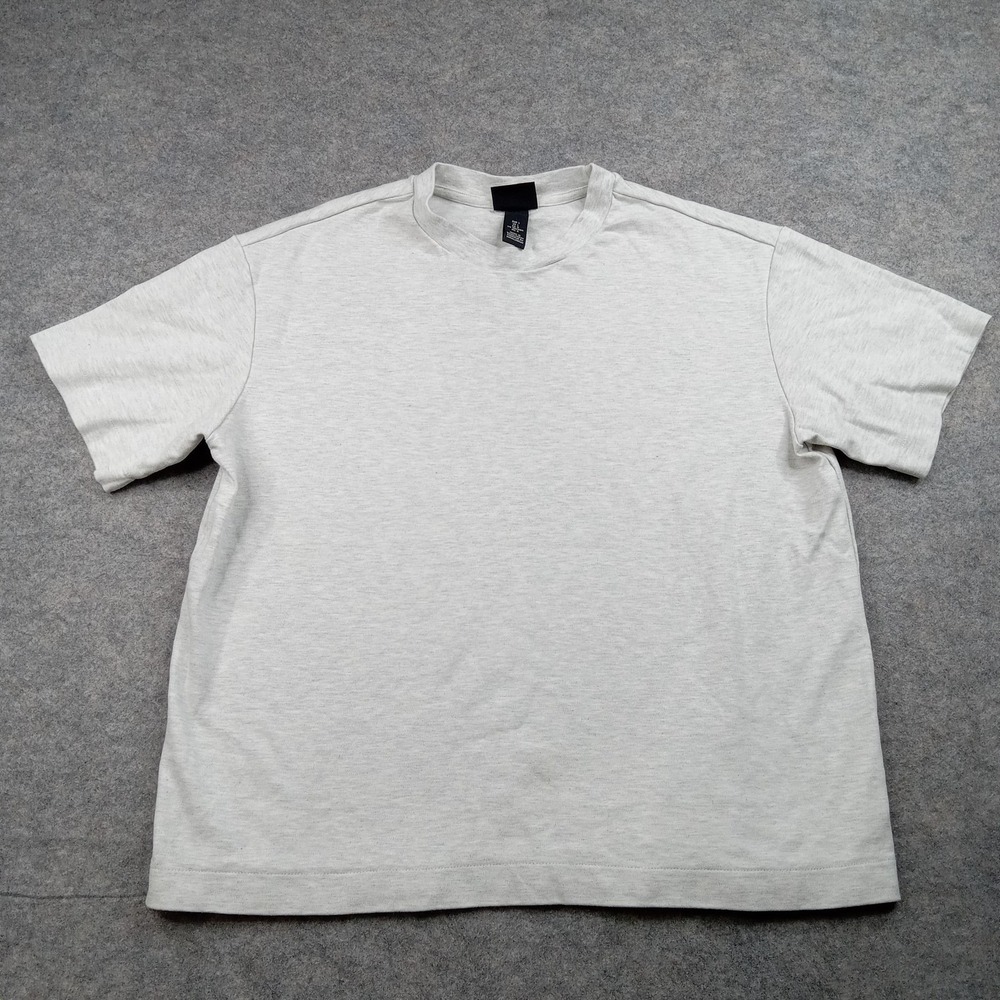 HM Shirt Men Large Heather Gray Loose Fit Crewneck Short Sleeve Cotton Tee Basic